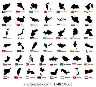 Asia Silhouette Map Pack Asian Country Stock Vector (Royalty Free ...