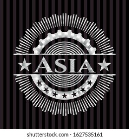 Asia silver emblem or badge. Vector Illustration. Mosaic.