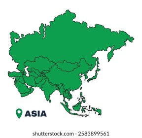 Asia simple flat vector illustration map