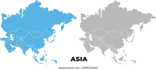 Asia simple maps flat illustration