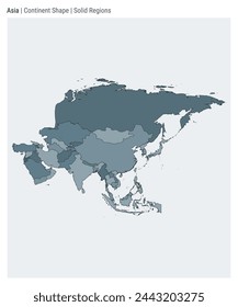 Asien. Einfache Vektorkarte. Kontinentale Form. Stil für Volumenkörperbereiche. Grenze Asiens. Vektorgrafik.