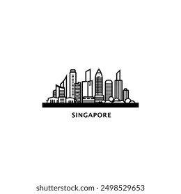 Asia Singapur moderno paisaje de la ciudad horizonte panorama silueta forma Vector logo Anuncio