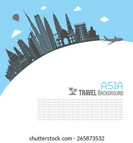 Asia skyline detailed silhouette. Vector illustration