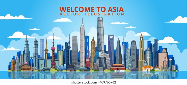 Asia Skyline . Vector Illustration