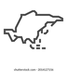 Asia, square line vector icon