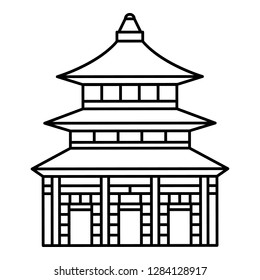 Asia temple icon. Outline asia temple vector icon for web design isolated on white background