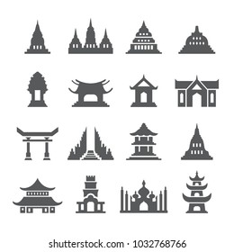Asia Temple icon set