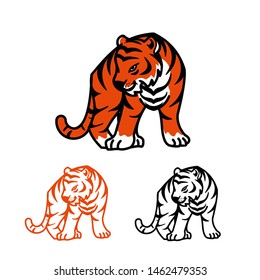 Asia tiger vector logo design for team, mascot, business, zoo, park