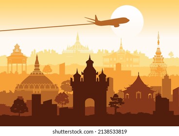 Asia top famous landmark silhouette style,vector illustration