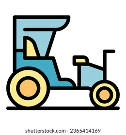 Asia tricycle icon outline vector. Old trishaw. Indian bike color flat