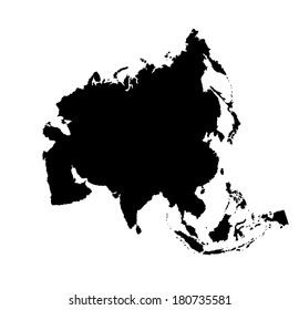 Asia vector map silhouette isolated on white background.
