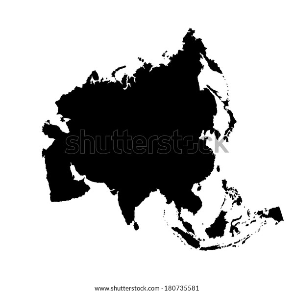 Asia Vector Map Silhouette Isolated On White Background