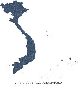 Asia Vietnam Map adm1with 58 Provinces and 5 Municipalities