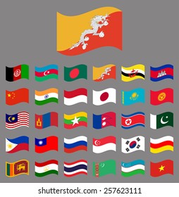 Asia, waving Vector flag collection part 3/6
