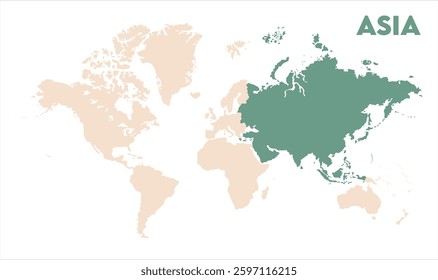 Asia in world map-11, Map of Asia, highlighted on the world map, Asia on the world map, Satellite view, Asia location on the globe.