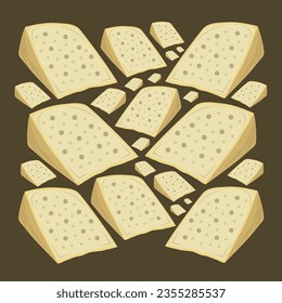 Asiago cheese flat vector illustration. Cute tasty loaf asiago cheese product cartoon vector illustration for graphic design and decorative element