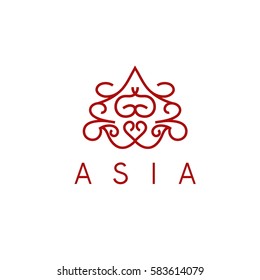 asian abstract line art vector design template