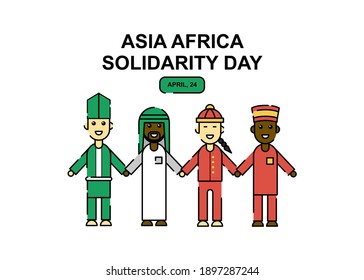 Asian and African people illustration. Easy to edit vector file. Can use for your creative content. Especially about asia africa. Solidarity day campaign is in April.