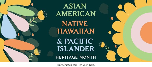 Asiático americano, nativo hawaiano e isleño del pacífico Mes de la herencia de la herencia asiática del pacífico americano Fondo del mes con flores