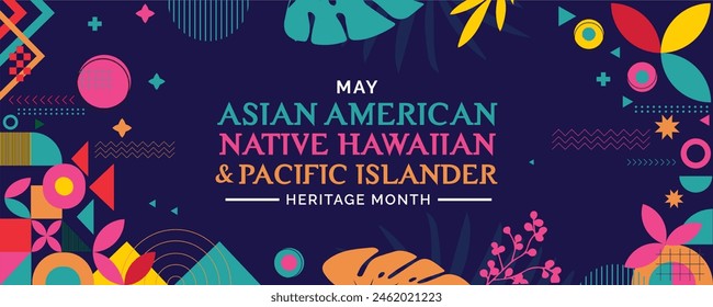 Asian american, native hawaiian and pacific islander heritage month Vector vertical banner for social media. Illustration