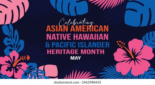 Asian american, native hawaiian and pacific islander heritage month Asian Pacific American Heritage Month on blue background