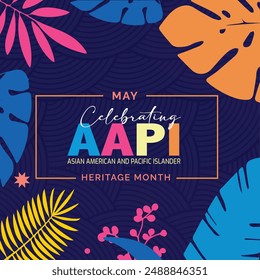 Asian american, native hawaiian and pacific islander heritage month Vector vertical banner for social media. Illustration