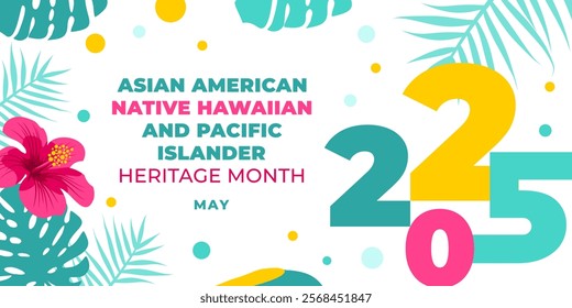 Asian american, native hawaiian and pacific islander heritage month 2025. Vector banner for social media. Illustration with text. Asian Pacific American Heritage Month on white background.