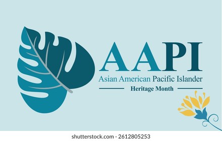 Asian american, native hawaiian and pacific islander heritage month. Vector banner, Asian Pacific American Heritage Month on blue background.