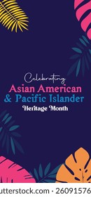 Asian American and Native Hawaiians Pacific Islander AANHPI Heritage Month, Post, Banner, Background Illustration 