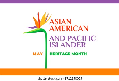 Asian American and Pacific Islander Heritage Month. Vector banner for social media, card, poster. Illustration with text, tropical plants. Asian Pacific American Heritage Month horizontal composition. - Shutterstock ID 1712250055