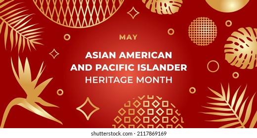 Asian American and Pacific Islander Heritage Month. Vector banner for social media, card, poster. Illustration with text, chinese lantern. Asian Pacific American Heritage Month horizontal composition