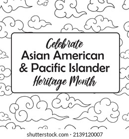 Asian American Pacific Islander Heritage month square minimalist template with abstract vector traditional oriental swirled clouds background. AAPI history month