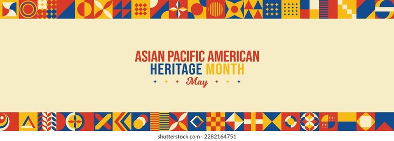 Asian American and Pacific Islander Heritage Month Vector Illustration. May Awareness and Celebration. Neo Geometric pattern abstract graphic design. Social media post, website header, promotion art