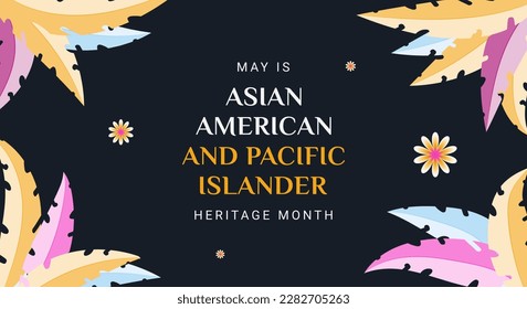 Mes del Patrimonio Asiático Americano y de las Islas del Pacífico. Pancarta vectorial para anuncios, medios sociales, tarjeta, afiche, fondo.