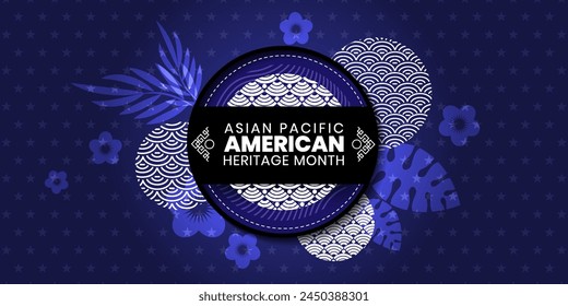 Asian American and Pacific Islander Heritage Month design, celebrate in may. banner for social media, card, poster. Illustration with text. vector Illustration