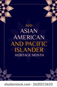 Asian American and Pacific Islander Heritage Month. Poster design with flower illustration for greetings in May, campaigns