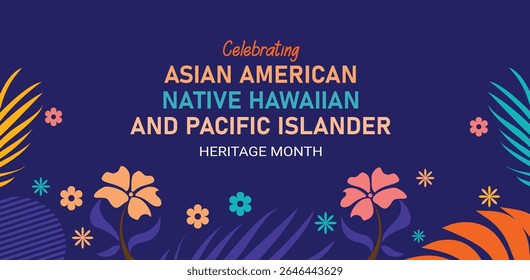 Asian American, Pacific Islander Heritage month vector banner with oriental wave pattern background  AAPI celebration.