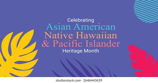 Banner do vetor do mês do Patrimônio Asiático-Americano, das Ilhas do Pacífico com padrão de onda oriental celebração AAPI.