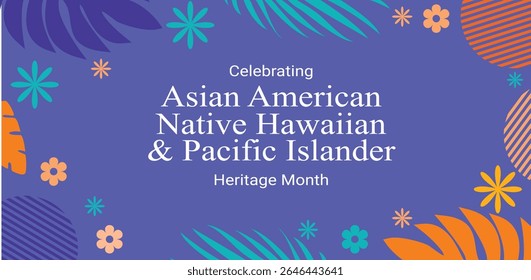 Asian American, Pacific Islander Heritage month vector banner with oriental wave pattern background  AAPI celebration.