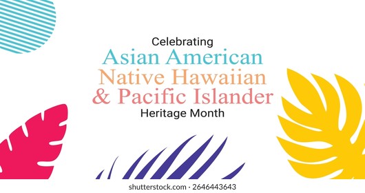 Banner do vetor do mês do Patrimônio Asiático-Americano, das Ilhas do Pacífico com padrão de onda oriental celebração AAPI.