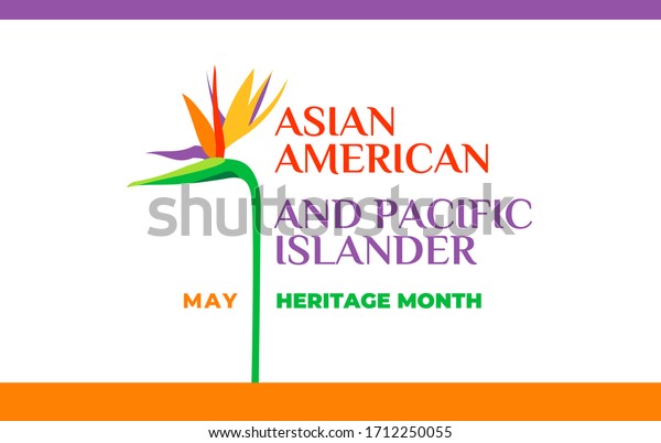 Asian American and Pacific Islander Heritage\
Month. Vector banner for social media, card, poster. Illustration\
with text, tropical plants. Asian Pacific American Heritage Month\
horizontal composition.