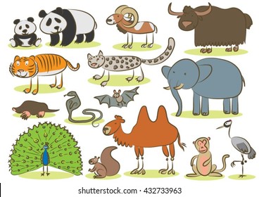 Asian animals  kids drawing