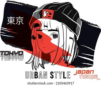 Asian Anime Manga Girl Illustration Vector Graphic Japanese Text English Translation Is Tokyo