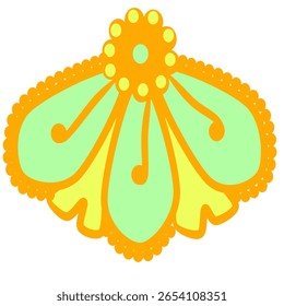 Asian, Arabic, Bohemian Ethnic Floral Design Element WithThree Beaded Petals. Colorful Earring Template. Jewellery Design. Colorful Floral Emblem. Embroidery Template. 