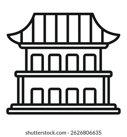 Arquitectura asiática con múltiples ventanas que representan el estilo oriental tradicional