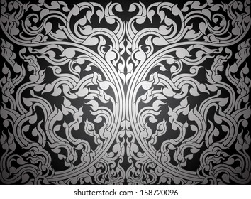 Asian art shaped olden pattern silver color abstract background