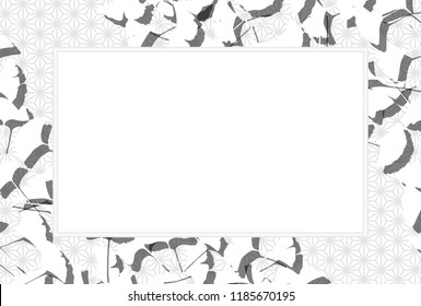 Asian autumn picture frame, background material of nature and landscape, leaves of ginkgo biloba