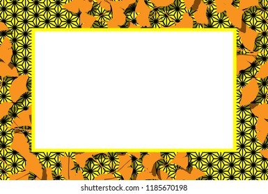 Asian autumn picture frame, background material of nature and landscape, leaves of ginkgo biloba