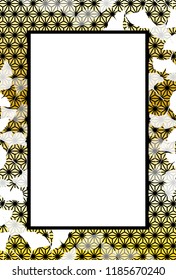 Asian autumn picture frame, background material of nature and landscape, leaves of ginkgo biloba