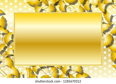 Asian autumn picture frame, background material of nature and landscape, leaves of ginkgo biloba